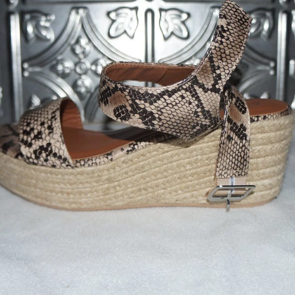 Cityclassified Size 7 Snake Print Espadrille Platform Sandals Wedges